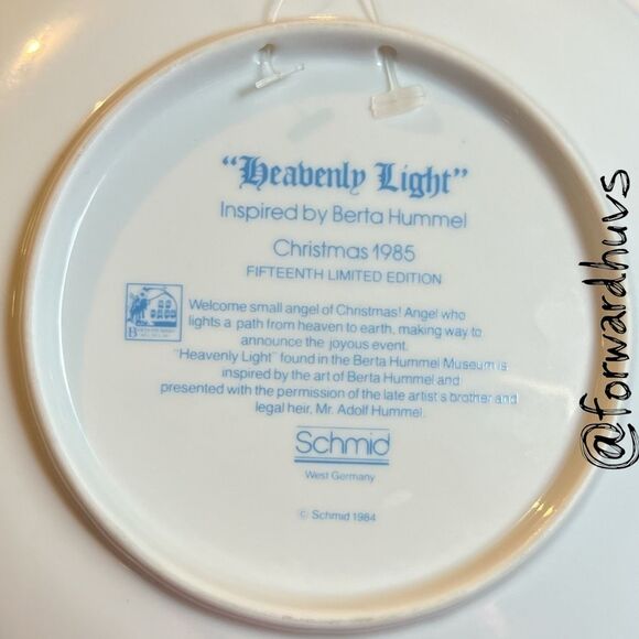 1985 Berta Hummel “Heavenly Light” Christmas Plate - No Box - Picture 4 of 7